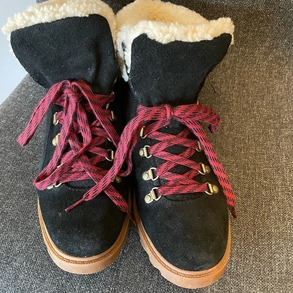 Sorel Ainslie Conquest Suede and Shearling Black waterproof Boots - Picture 3 of 15